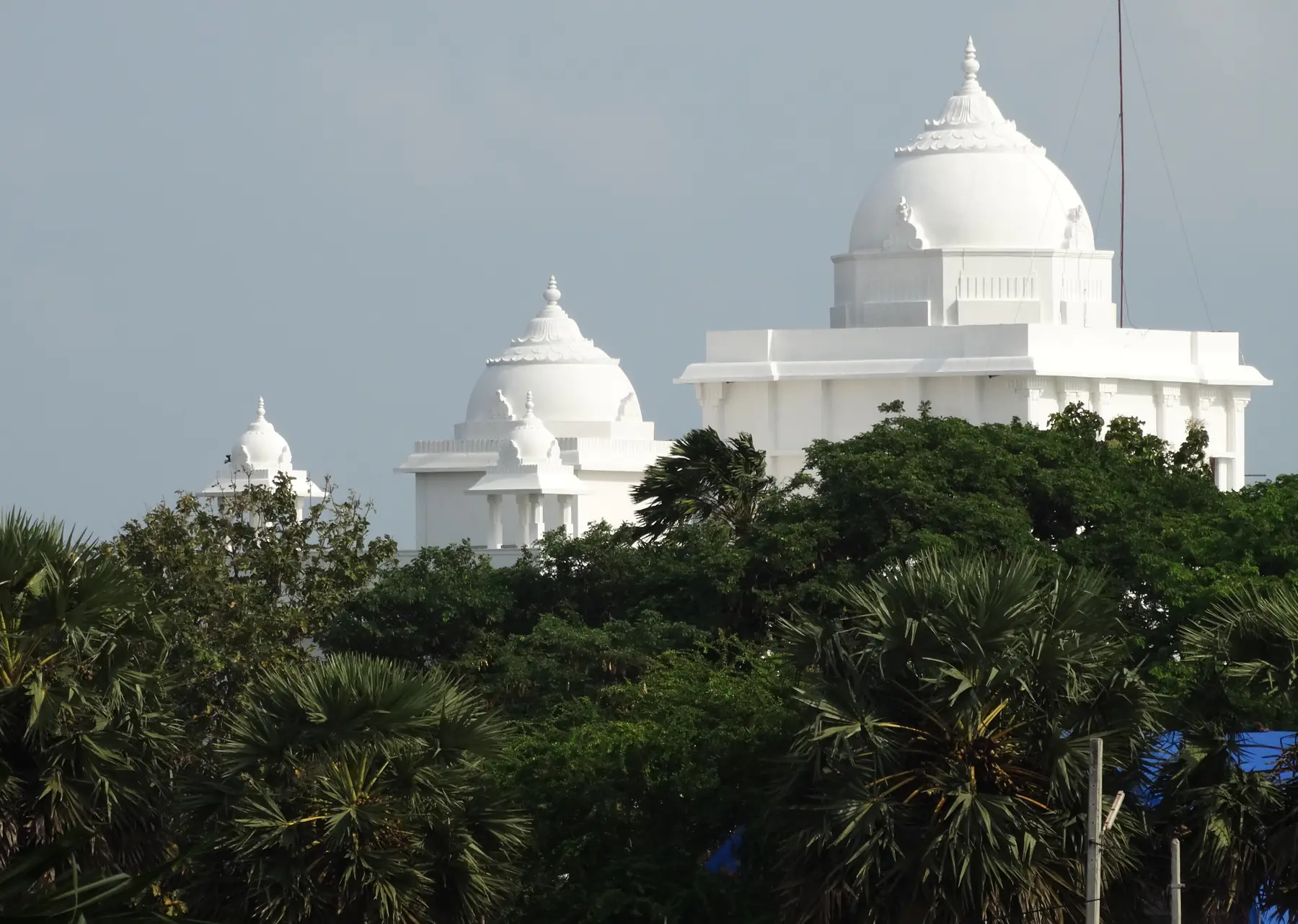 Jaffna Public Library, a white domed building, seen from the Clock Tower Hotel.